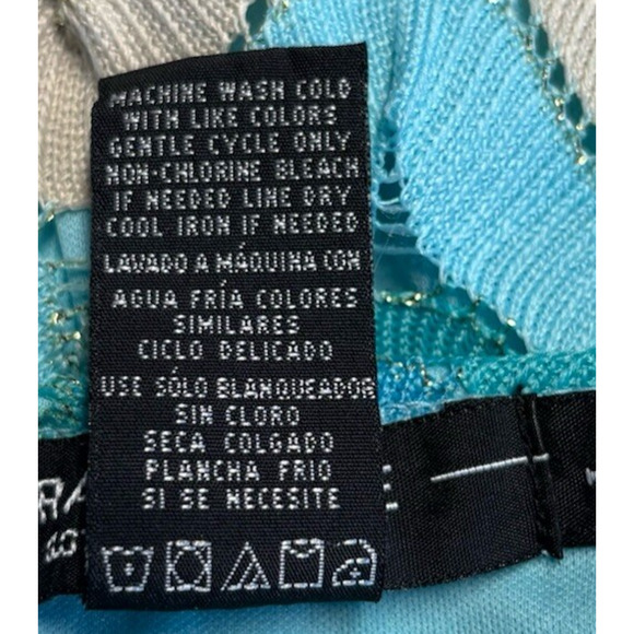 Vtg 90s Y2k Rampage Large Tank Top Babydoll Crocheted Blue Green 70's Lace Fariy - Picture 12 of 12